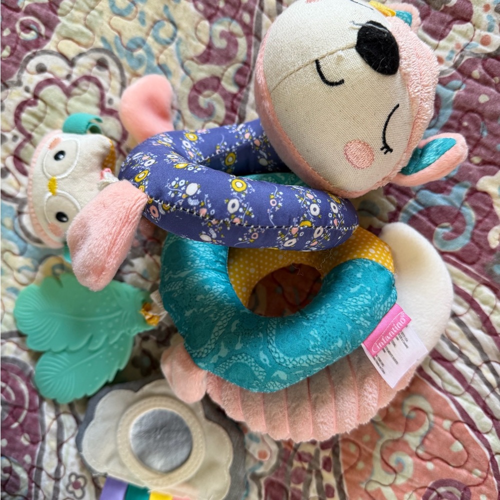 Colorful Plush Animal Rattle Toy